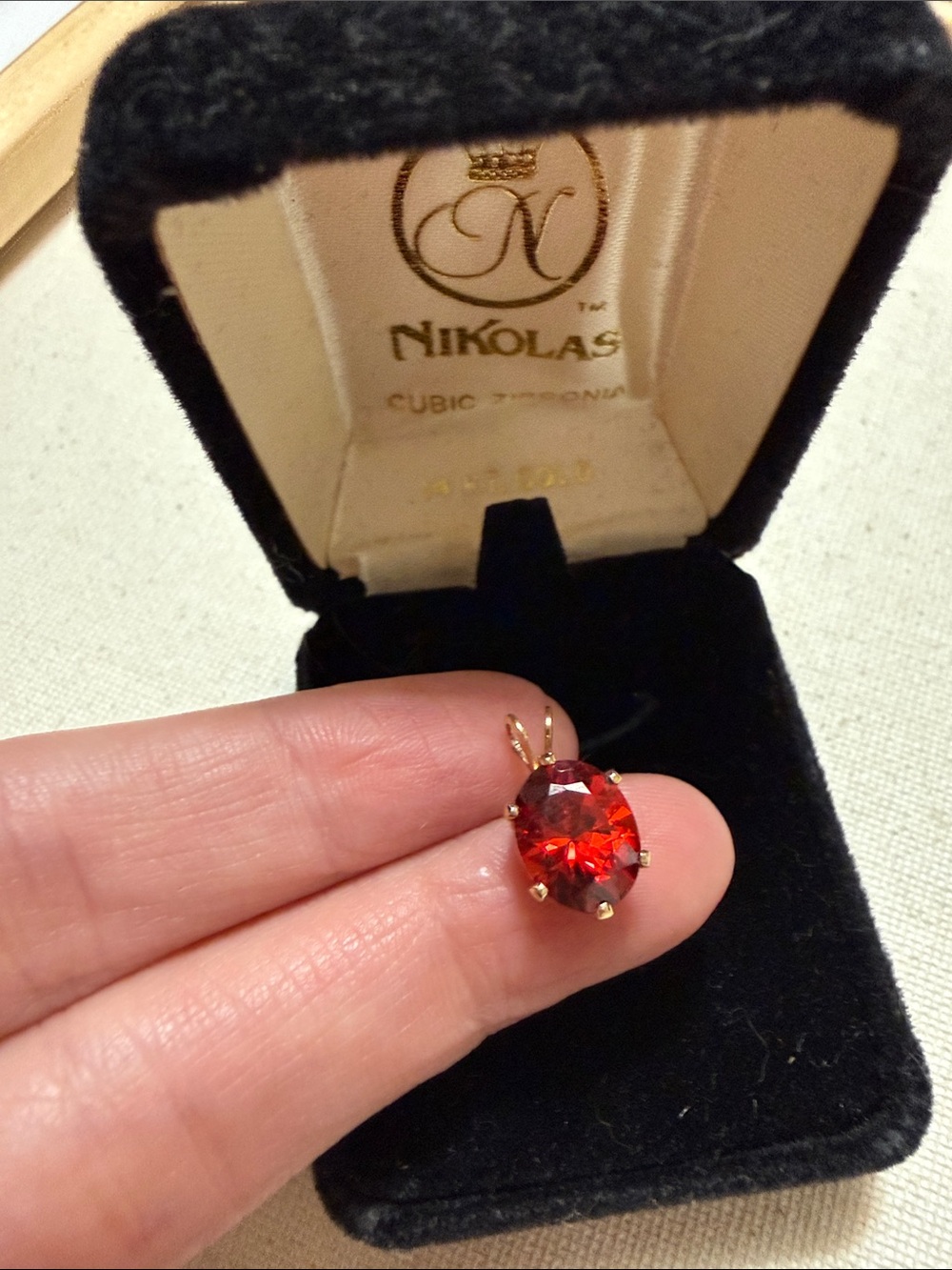 Nikolas 14K Gold Red Cubic Zirconia Pendant